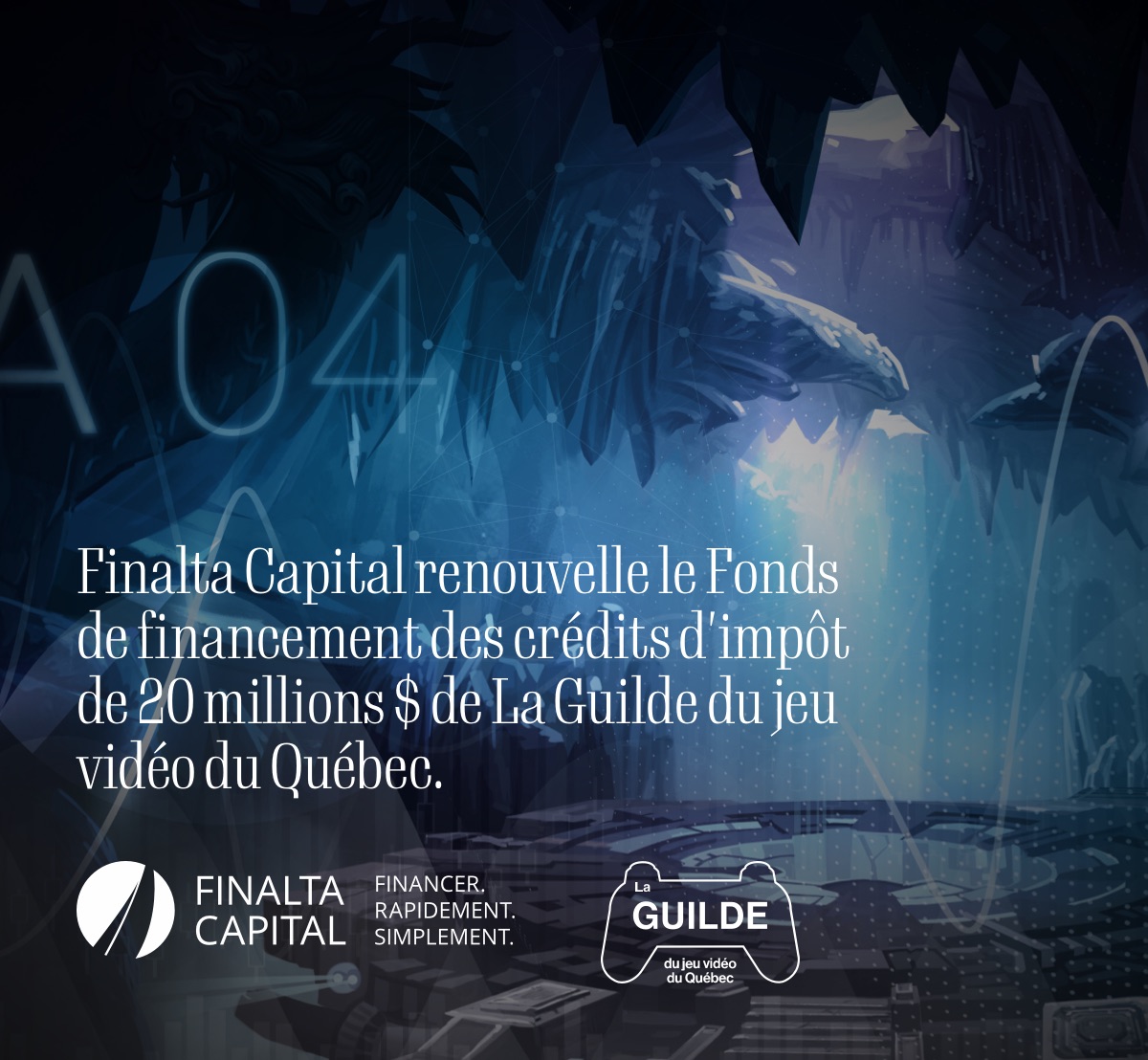 Finalta Capital renouvelle le Fonds de financement des crédits d'impôt de 20 millions $ de La Guilde du jeu vidéo du Québec.