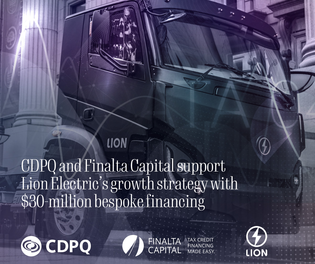 CDPQ and Finalta Capital support  Lion Electric’s growth strategy with  $30-million bespoke financing